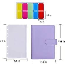 Antner A6 Budget Binder With Zipper Cash Envelopes Money Organizer & Budgeting, PU Leather Budget Planner Money Saving Binder With Cash Stuffing Envelopes & Labels Home Office Travel, Black2025 - Purple - View 5