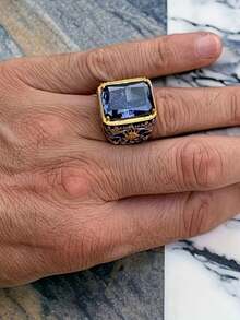 Wholesale Of Oval-Shaped Men's Rings Set With Obsidian And Agate Rings From The Manufacturer