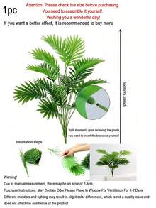 2pcs 65cm Artificial Plants, Fake Palm Tree, Tropical Palm Tree Leaves, UV-Resistant, Greenery Bush Faux Fake Plants, Suitable For Home Wedding Garden, Outdoor, Office Decor, Home Decor, Restaurant Decoration(This Product Is Sent Separately And Needs To Be Assembled By Oneself. Size: 65cm)