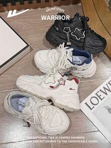 WARRIOR 1 Paar Damen Plateau-Sneaker mit Schnürung vorne, vielseitiges, bequemes Design, Outdoor-Lässig-Schuhe mit niedriger Sohle und Aufzug