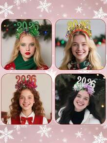 1/2 pezzi Cornice per foto di Natale 2026 Fascia per capelli Accessorio per capelli Decorazione per feste di Natale Regalo di Natale - Multicolore - Visualizzare 5