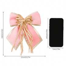 Large Red Flocked Bow Decoration, Suitable For Holiday Party Decor