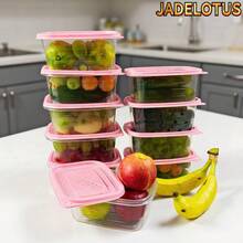 10pcs Stackable Food Storage Containers, Pink Stackable Food Storage Containers With Lids, Plastic Lunch Boxes For Grains, Meat, Fruits And Vegetables - Dishwasher & Microwave | Meal Prep Containers | Portion Containers | Storage Boxes - Pink - View 4