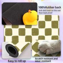 PETSIN 1pc,Retro Olive Green Checkerboard Pet Feeding Mat - Non-Slip, Absorbent Mats For Food And Water Bowl, Dispenser, Durable Polyester,Diatomite Dog & Cat Food & Water Bowl Pad,Cute Elegant Pet Placemat For Dogs, Cats, Puppy Accessories, Classic Design For Home Office Decor, All-Season Easy Care, Pet Feeding Mat.Halloween, Christmas, New Year - Multicolor - View 6