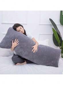 Full Body Pillow For Adults, Long Sleeping, Big Pillows Bed, Firm Large With Velvet Cover, 20x54 Inches (Dark Grey) - 深灰色 - 查看 5