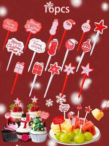 8pcs/16pcs/24pcs/32pcs Christmas Fruit Picks,Santa Claus Fruit Fork And Snowman Doll Design,Cute Fruit Forks For Snacks,Cake, Xmas Table Decoration,Christmas Snack Fruit Fork,Christmas Party Party Fruit Fork,Cute Christmas Fruit Pick
