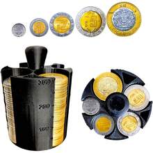 Organizador de Monedas para Auto, Dispensador de Monedas con Medidor, Soporte para Peso Mexicano