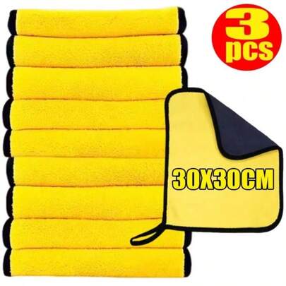 Microfiber Wash Towels Double Side Thickened Cleaning Cloths Household Kitchen Windows Wiping Rags Detailing Products
