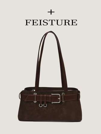 1個 ファッション レディース ワンショルダーバッグ ベルトバックル付き、日常外出、デート、通勤に適しています