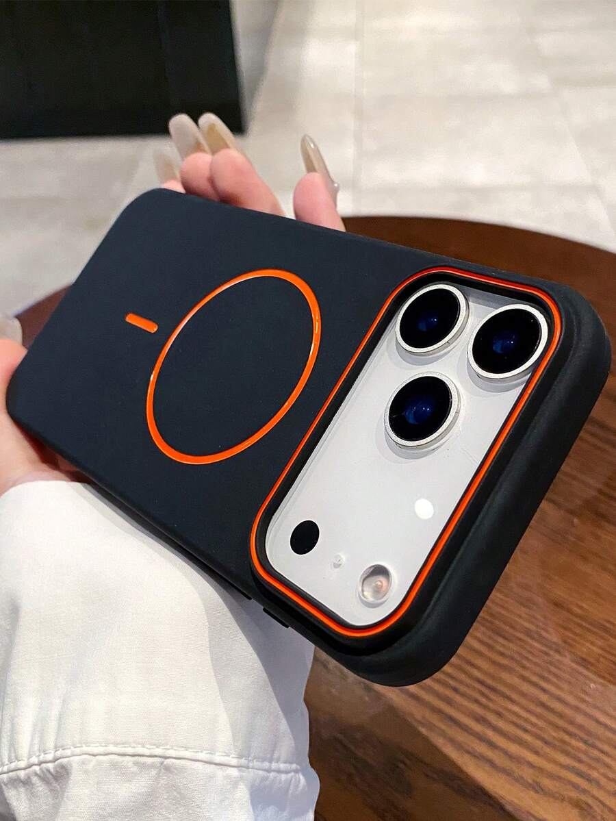 對比色邊框超薄圓形磁吸手機殼,適用於 iPhone 18 Pro/18 Pro Max/17/17 Pro/17 Air/17 Pro Max/16/16 Pro/16 Pro Max/15/15 Pro/15 Pro Max/14/14 Pro/14 Pro Max/13/13 Pro/13 Pro Max/12 系列/11,TPU 軟殼,防摔防震,極簡設計,柔軟耐用,適合手機使用者 - 黑色 - 查看 1