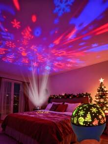 [RGB Color Changing Magic Ball Light] LED Starry Sky Projection Magic Ball, Festival Atmosphere Light, Theme Party Lighting - USB Powered, Plug And Play, Multi-Color Changing, Includes Starry Night Dream And Christmas Adventure Projection Themes, Suitable For Home Living Room, Party Spaces, Themed Scenes And Room Decor, Easily Creates A Dreamy And Dazzling Visual Feast. - Black - View 5
