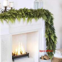 Wieniec z sztucznych pnączy bożonarodzeniowych 70,86 cala, sztuczne pnącza z Norfolk, wieniec bożonarodzeniowy z cedru, świąteczna girlanda rattanowa, dekoracja kominków na Boże Narodzenie, dekoracja stołu jadalnego i ganku, dekoracje do wnętrz i na zewnątrz, dekoracje świąteczne w stylu rustykalnym, dekoracje na Boże Narodzenie, Wielkanoc, przyjęcie weselne na Święto Dziękczynienia - Zielony - Zobacz 3