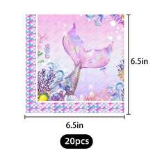 20pcs/80pcs Mermaid Theme Disposable Tableware Set, Suitable For Bridal Shower, Birthday Party, Gift - Paper Plates, Dessert Plates, Napkins, Cups, For Party Decoration And Supplies, Serves 20 Guests - Multicolor - View 11