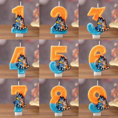 Bluey Bluey Family And Friends Cute Number Birthday Candle Bluey Bingo Dog Kawaii Candle For Holiday Birthday Party Favor Decoration Accessories Cartoon Design Decorative Candle