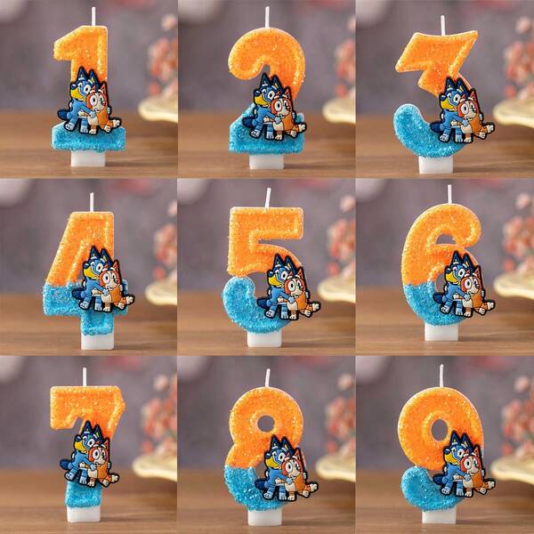 Bluey Bluey Family And Friends Cute Number Birthday Candle Bluey Bingo Dog Kawaii Candle For Holiday Birthday Party Favor Decoration Accessories Cartoon Design Decorative Candle