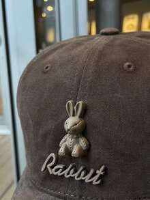 1 pieza Gorra de béisbol ajustada para mujer, gorra linda con diseño de conejo para deportes al aire libre, gorra suave para correr y hacer ejercicio