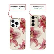 1pc Soft TPU Material Lily Flower Pattern Phone Case Compatible With IPhone 17 Pro Max/17/16 Pro Max/15/13/12/11, S20 FE/A15/S24/A55, Redmi Note 11/12/13 Pro, Full Body Shockproof Protective Cover - White - View 7