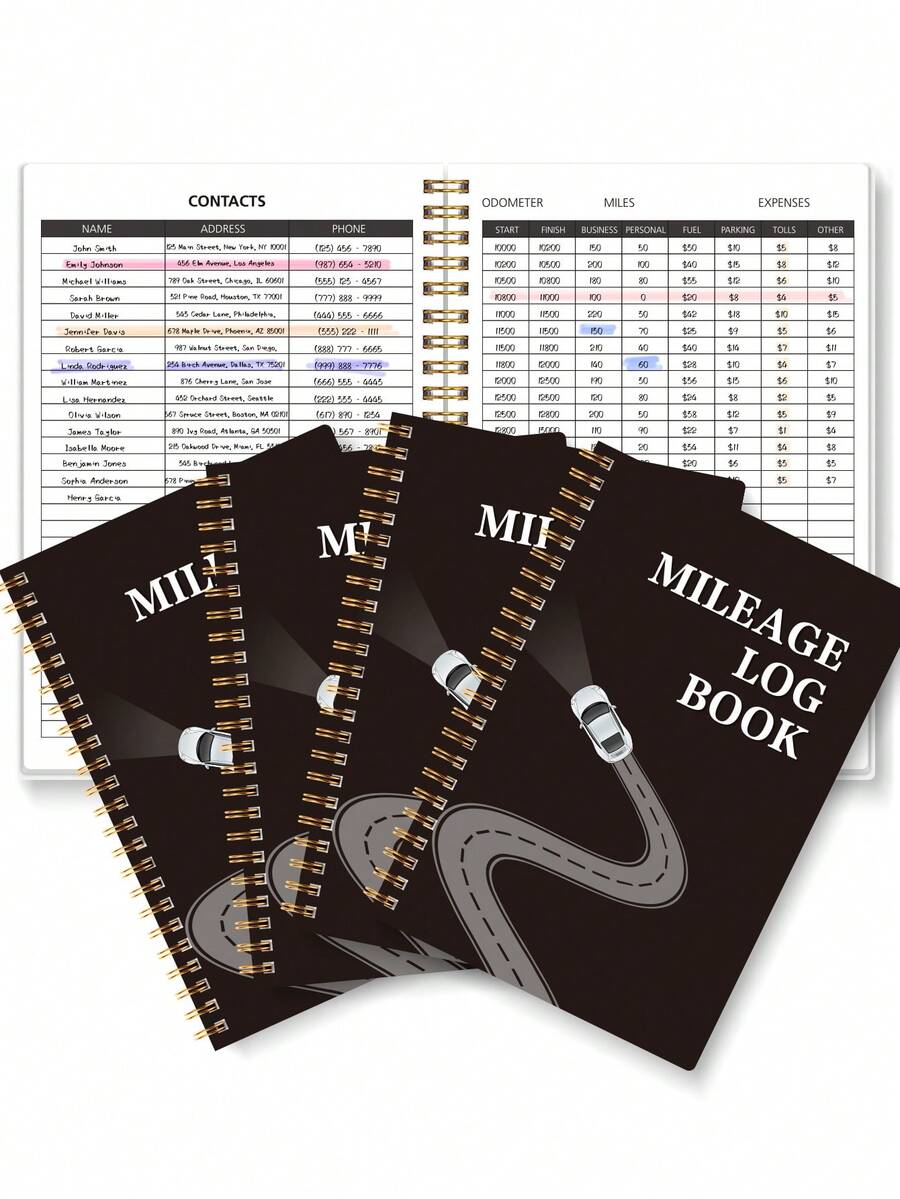 1 pezzo Libretto per registrare i chilometri, 106 pagine Tracker delle spese di viaggio con registrazione di chilometri aziendali e personali, carburante, parcheggio e pedaggi, per ufficio, consegne e piccole imprese