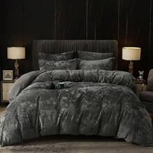 Queen Size 3pcs Ultra Soft Breathable Comforter Cover Set, Luxury Cozy Flannel Duvet Cover With Pillow Shams, 90" X 90", Dark Grey,  And  Bedding Collection - 深灰色(無被子) - 查看 1
