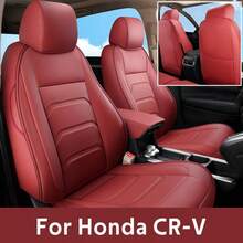 Custom Fit For CRV Car Seat Covers Fit For CRV With Faux Leather(Full Set) - 酒紅色 - 查看 1