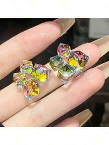 A Pair Of Square Three-Dimensional Earrings, Light Luxury And Niche Design Jewelry, Suitable For Daily Wear, Commuting And Gatherings - Ideal Gift - Đầy màu sắc - Xem 8