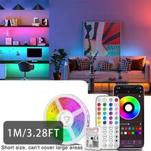 Tira de luz LED de 3 pies a 100 pies para decoración del hogar, equipada con control remoto de 44 teclas y control por aplicación, con temporizador y atenuación de color RGB sincronizada con música, adecuada para decoración de dormitorio, vacaciones, decoración de habitación, decoraciones de pared - luz policromática - Ver 13