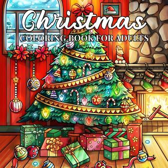 GDTME 1 Christmas-Themed Coloring Book, 24 Pages Of Upgraded Thick 120g Pearl Paper, With Cute And Fun Illustrations, Suitable For Adults ToRelax, Perfectfor Birthdays, Party,Thanksgiving, Halloween, And Christmas, 7.9 *7.9 In