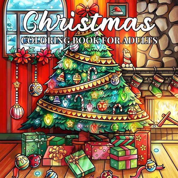 GDTME 1 Libro para colorear con tema navideño, 24 páginas de papel perla grueso mejorado de 120g, con ilustraciones lindas y divertidas, adecuado para que los adultos se relajen, perfecto para cumpleaños, fiestas, Acción de Gracias, Halloween y Navidad, 7.9 *7.9 pulgadas