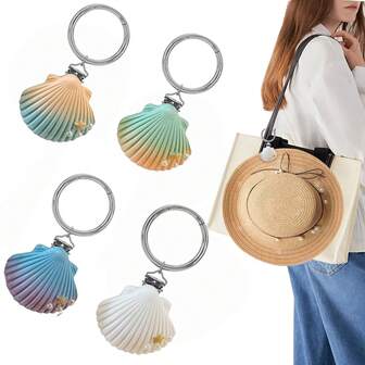 新款海洋系列贝壳和海星夹式遮阳帽，便携式帽子固定夹，方便的帽子配件