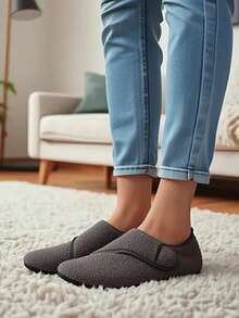 Pantuflas para adultos ajustables y cómodas - Suaves, cálidas, de moda, adecuadas para el hogar, viajes, uso en exteriores/interiores, perfectas para otoño, invierno y primavera! - Gris Oscuro - Ver 6