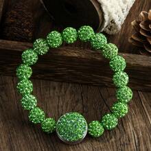 1pc New Fashionable Luxury Bohemian Style 10mm Bling Bling 6-Layer Clay Rhinestone Beaded Bracelet, Detachable Clay Rhinestone Clasp, Gift For Women