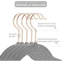 Paquete de 30 Percha de Terciopelo con Ranura en U Antideslizante para bebé, Gancho 360 Giratorio Perchas Ultra Delgada, Perchas de Ropa para Organizador de clóset para niños y niñas - gris - Ver 5