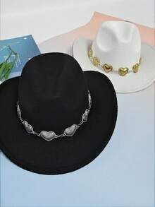 1 件街头复古心形帽链配饰，时尚百搭可拆卸帽饰，适用于毡帽和高顶礼帽