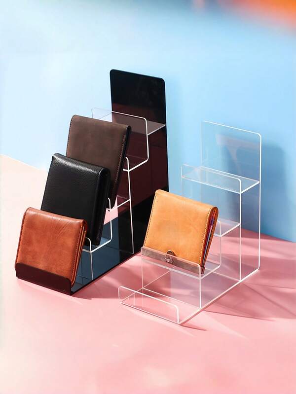 1pc Multi-Functional Acrylic Wallet Display Stand, Sunglasses Organizer, Perfume & Cosmetic Storage Rack, Modern Minimalist Desktop Display Shelf, Large Capacity Transparent Jewelry Organizer For Bedroom, Vanity, Bathroom, Living Room, Store Decoration, Perfect Gift For Family And Friends