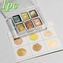 1pc - Professional Art Use 6-Color Mini Palette With Glitter, Suitable For Chinese Painting, Thangka, Calligraphy - Compact & Durable Transparent Storage Box - Ideal For Travel And Daily Use - Easter, Day Of The Dead, Halloween, Thanksgiving, Christmas, Fall And Back To School Gifts, Versatile Art Supplies, Professional Watercolor, Frozen Watercolor, Micro Particle Watercolor