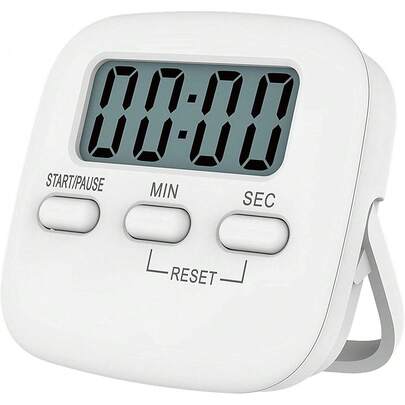 Fotgear Temporizador de Cocina Digital, Cronometro de Cocina y Cuenta Regresiva de Dígitos Grandes, Reloj de Cocina/Alarma de Cocina con Soporte Trasero, Base Magnética, Pantalla LCD, 1Pack(Blanco)