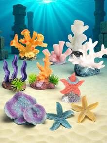 مجموعة من 10 قطع من الزينة المحاكية للشعاب المرجانية والنجوم البحرية والأعشاب البحرية ذات موضوع المحيط، مناسبة لخزانات الأسماك المياه العذبة والمالحة. ديكور نباتات بحرية - سهلة التنظيف، بأشكال تحت مائية جميلة وتصاميم مثيرة للاهتمام ونقوش دقيقة، وهي هدية مثالية لهواة خزانات الأسماك. - متعدد الألوان - مشاهدة 5