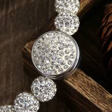 1pc New Fashionable Luxury Bohemian Style 10mm Bling Bling 6-Layer Clay Rhinestone Beaded Bracelet, Detachable Clay Rhinestone Clasp, Gift For Women