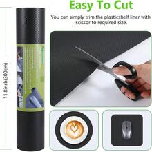 Shelf Liners Kitchen Cabinets Non Adhesive Drawer Liner Bathroom Waterproof Refrigerator Liners Shelves Fridge Plastic Mats Cabinet Cupboard Liner Black 11.8x 59 Inches - 最初的 - 查看 3