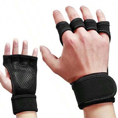 1 par de guantes de entrenamiento de levantamiento de pesas con soporte para muñecas para ejercicios de fitness, entrenamiento, bicicleta y dominadas