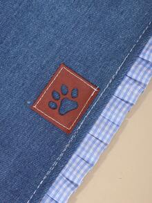 Ein Polyester Lässig Style attraktiver Denim Material fröhlicher Hund Haustier Dreieckstuch, geeignet für kleine und mittelgroße Katzen und Hunde zum Tragen nach draußen und für zuhause (nicht geeignet für Katzen- und Hundeaccessoires für große Hunde)