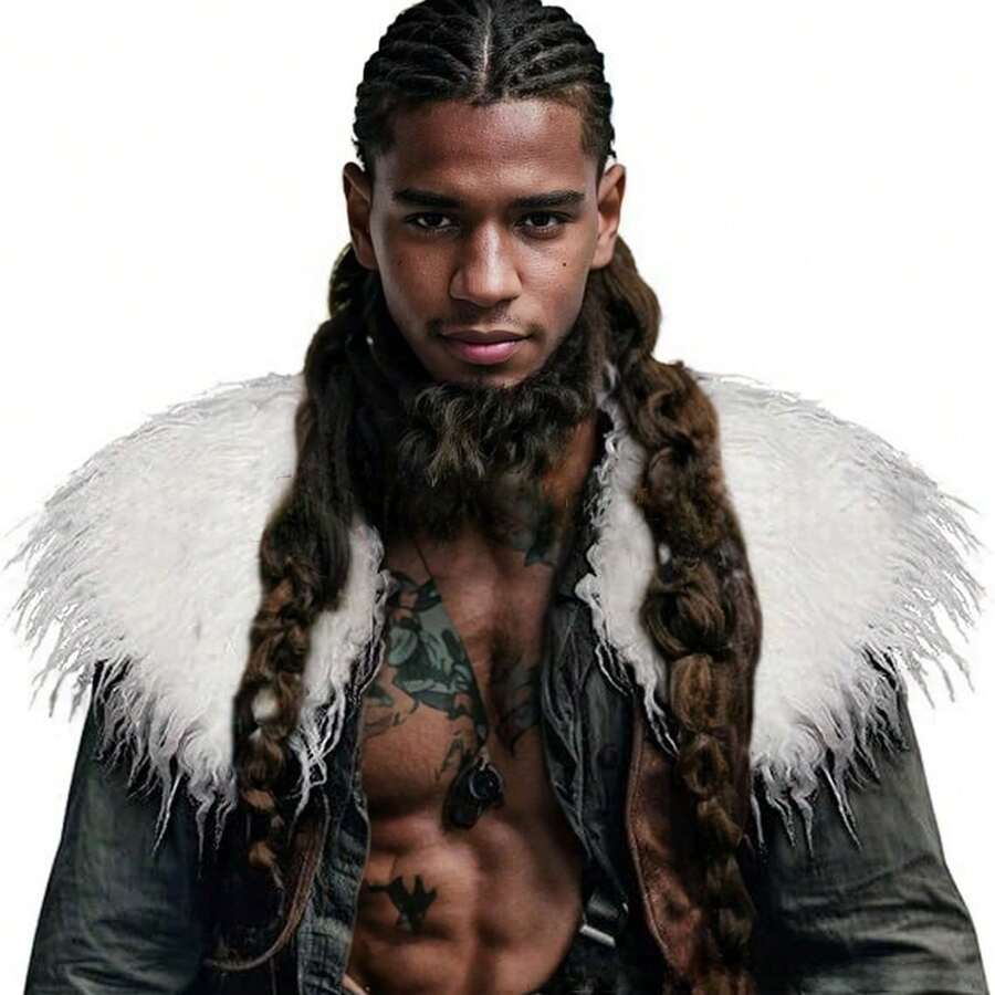 1pc Unisex Viking Fur Cape, Medieval Faux Fur Cloak, Renaissance Costume - Multicolor - View 1