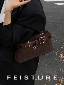 1pc Fashion Women's Underarm One Shoulder Bag With Belt Buckle, Suitable For Daily Outings, Dates, And Commuting