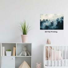 1pc Creative Canvas Art Paintings Green Pine Trees Covered With Fogs For Classrooms Office Walls For Decorative Posters Ideal For Decorating Bedrooms Living Rooms Hallways Coffee ShopsStretched And Framed Ready To Hang.