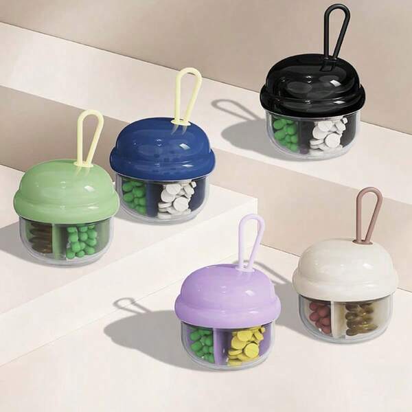 Estuche portátil de 4 compartimentos para pastillas - Caja de medicamentos de plástico, múltiples compartimentos, diseño portátil compacto, adecuado para la gestión diaria de medicamentos, estuche para bolso, organizador de pastillas dividido para cápsulas, tabletas, viaje