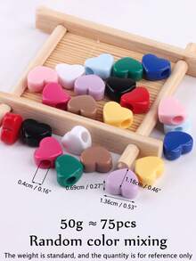 20g 或 50g/袋 亚克力粉色/红色心形大孔小马 DIY 珠子，14x12mm 东西向穿孔发珠，适合女孩/女士/女士制作情人节珠宝，Kandi 串珠手链项链脚链钥匙链发珠，非常适合头发，非常适合串珠项目