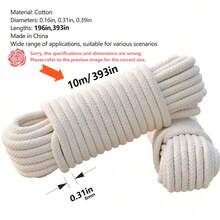 Premium Cotton Rope, Strong And Durable, Waterproof And Windproof, Suitable For Indoor And Outdoor Activities, Handicrafts, Camping, Gardening, DIY Projects, Available In 39.4 Inches/19.7 Inches - White - View 12