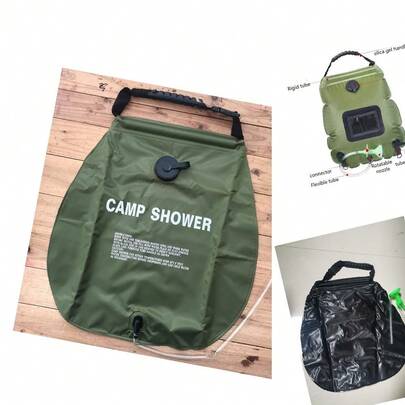 Portable 5 Gal/20L Solar Heating Camping Shower Bag With Removable Hose & Switchable Head, Compact For Camping, Hiking, Travel