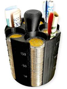 Organizador de Monedas para Auto, Dispensador de Monedas con Medidor, Soporte para Peso Mexicano