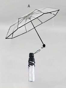 1把8根加厚PVC透明折叠伞，户外拍摄旅行三折伞，适用于学校、办公室、家庭、旅行、春夏精选、伴娘礼物、房间、卧室装饰、海滩、旅行、男女通用、度假 - 彩色 - 查看 14